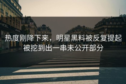 热度刚降下来，明星黑料被反复提起被挖到出一串未公开部分