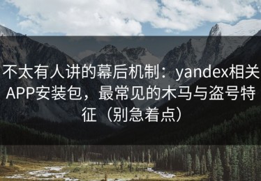 不太有人讲的幕后机制：yandex相关APP安装包，最常见的木马与盗号特征（别急着点）