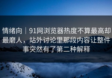 情绪向｜91网浏览器热度不算最高却最磨人，站外讨论里那段内容让整件事突然有了第二种解释